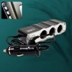 Triple Way Car 12v Lighter Socket Splitter USB Charger Power Adapter - Image 2
