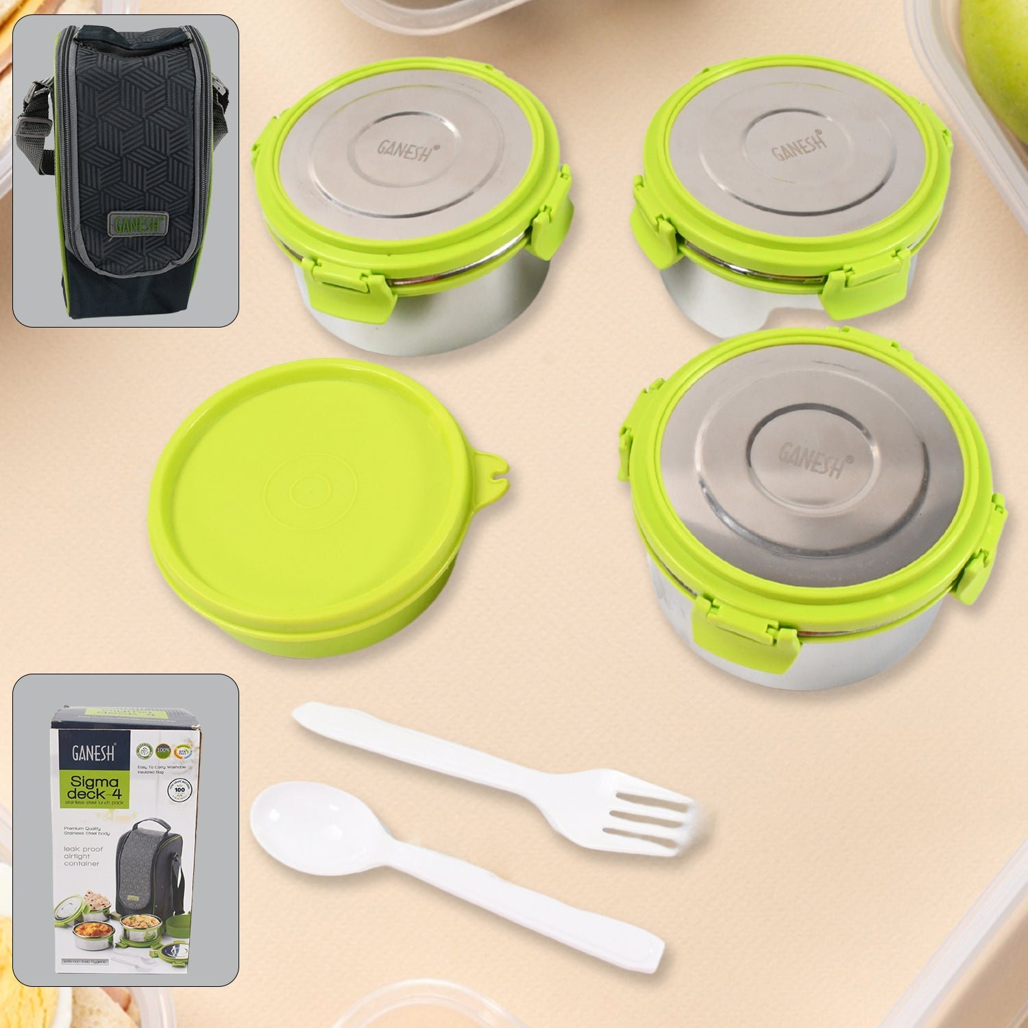 01_4d7027a8-da3b-4d24-8bad-c98a2c314505.jpg Stainless Steel Tiffin Lunch Box Container / Dabba with 4 Side Clip Lock Lid for Office & School Use/ Food Grade / Air Tight / Easy to Carry / Leak Proof - Image 1