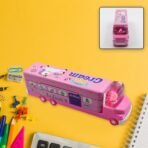 Double Decker Magic Truck Pencil Case ? Multi-Level Metal Compass Box with Movable Wheels, Fun Stationery for Kids (Mix Designs) - Image 2