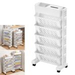 Movable Bookshelf, Large Capacity Rotatable Plastic Rolling Organization Shelf / Rack