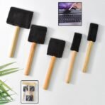 Multipurpose Sponge Brush Set (5 Pcs) with Wooden Handles ? Foam Paint Applicator - Image 2