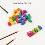 Pencil Top Eraser (1 Pc) ? Mix Color Rubber Eraser Caps for Students & School - Image 2