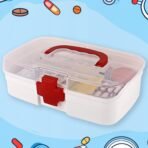 Portable First Aid Box with Transparent Lid & Detachable Tray ? 3 Compartments for Organized Storage - Image 2