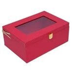 Present RED Storage Box with Transparent Lid ? Multipurpose Organizer Case with Gold Lock for Jewelry, Watches, Accessories, Keepsakes & Gifts - Image 2