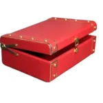 Presnt Red Decorative Storage Box ? Wooden Gift Trunk with Gold Metal Studs & Lock | Multipurpose Organizer for Jewelry, Keepsakes, Crafts & Home D?cor