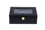 Presents Black Storage Box with Transparent Lid ? Multipurpose Organizer Case with Gold Lock for Jewelry, Watches, Accessories, Keepsakes & Gifts