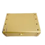 Present Luxury Golden Decorative Storage Box ? Faux Leather Wooden Trunk with Gold Metal Studs & Lock | Multipurpose Organizer for Jewelry, Keepsakes, Gifts & Home D?cor