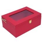 Present RED Storage Box with Transparent Lid ? Multipurpose Organizer Case with Gold Lock for Jewelry, Watches, Accessories, Keepsakes & Gifts - Image 4