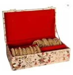 Velvet Bangle Box for Women ? Jewelry Storage Organizer with Compartments | Bridal Bangle Case for Wedding & Travel | Traditional Indian Bangle Holder Box(2 rod )