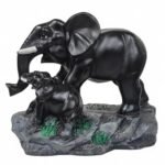 Elephant Showpiece Statue with Baby for Home Decor | Lucky & Decorative Figurine for Living Room Table, Shelf, or Gifting