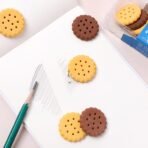 6 Pcs Novelty Biscuit Eraser Set | Fun Food Shape Stationery | Creative School Rubber Erasers for Kids, Party Favors, & Christmas Birthday Gifts - Image 5