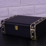 Present Luxury Black Decorative Storage Box ? Faux Leather Wooden Trunk with Gold Metal Studs & Lock | Multipurpose Organizer for Jewelry, Keepsakes, Gifts & Home D?cor - Image 2