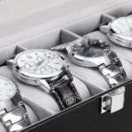 Presents Luxury 6-Slot Watch Box for Men & Women ? Lockable Leather Watch Organizer with Glass Lid, Soft Velvet Cushions, Premium Display & Storage Case for Watches (Black) - Image 6