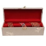 Velvet Bangle Box for Women ? Jewelry Storage Organizer with Compartments | Bridal Bangle Case for Wedding & Travel | Traditional Indian Bangle Holder Box(single rod ) - Image 3