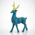 Blue Patterned Deer Statue with Fawn Family - Detailed Resin Animal Sculpture for Living Room, Entryway Table, or Home Decor - Image 4