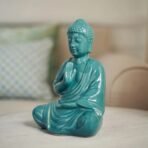 Teal Meditating Buddha Statue - Serene Resin Idol in Dhyana Mudra for Home Decor, Zen Garden, Yoga Studio, & Spiritual Gifts - Image 2