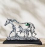Mother & Foal Horse Statue - Rustic Driftwood Style Resin Sculpture - Modern Farmhouse Animal Figurine for Home Decor, Office Desk, or Equestrian Gift - Image 2