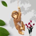 Cute Hanging Monkey Figurine on Rope - Whimsical Climbing Jungle Animal Statue - Resin Indoor/Outdoor Garden, Patio & Tree Decor - Image 3